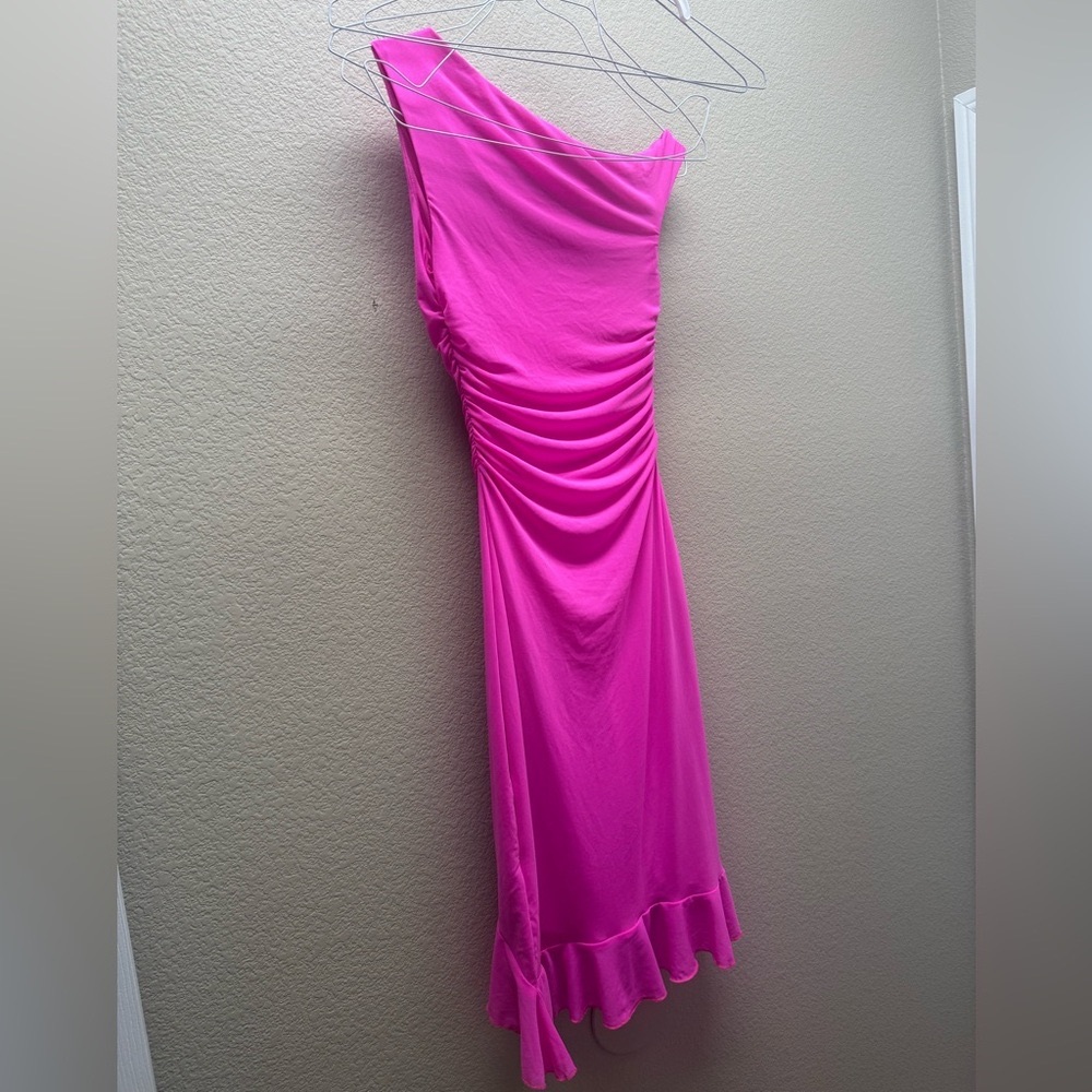Elegant Pink Ruched Bodycon Dress